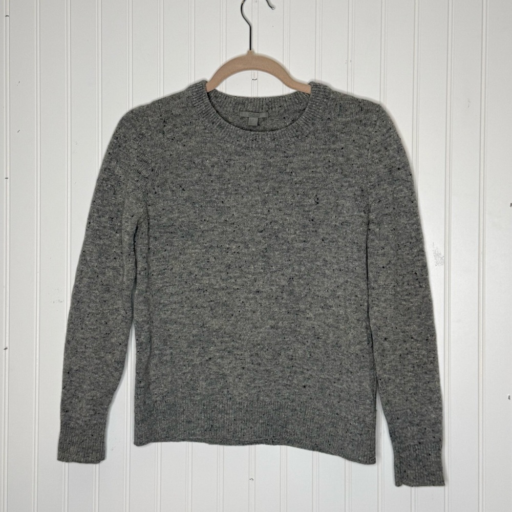 COS Light Gray Speckled Wool Crew Neck Sweater Size XS